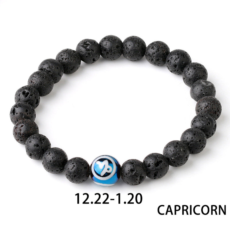 Zodiac Couple Natural Lava Stone Bracelet