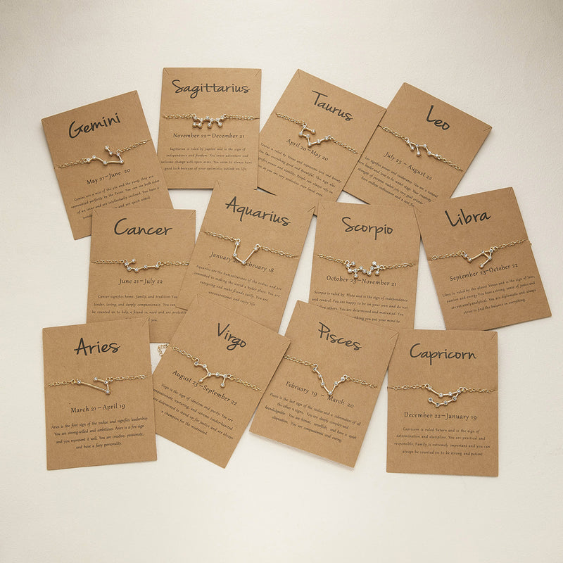 Women's Twelve Constellation Chain Bracelet In Paper Card