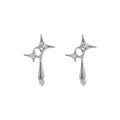 Silver Needle Water Drops Star Niche Design Earrings