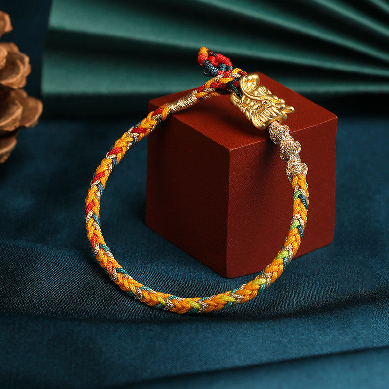 Auspicious Dragon Multicolored Rope Bracelet