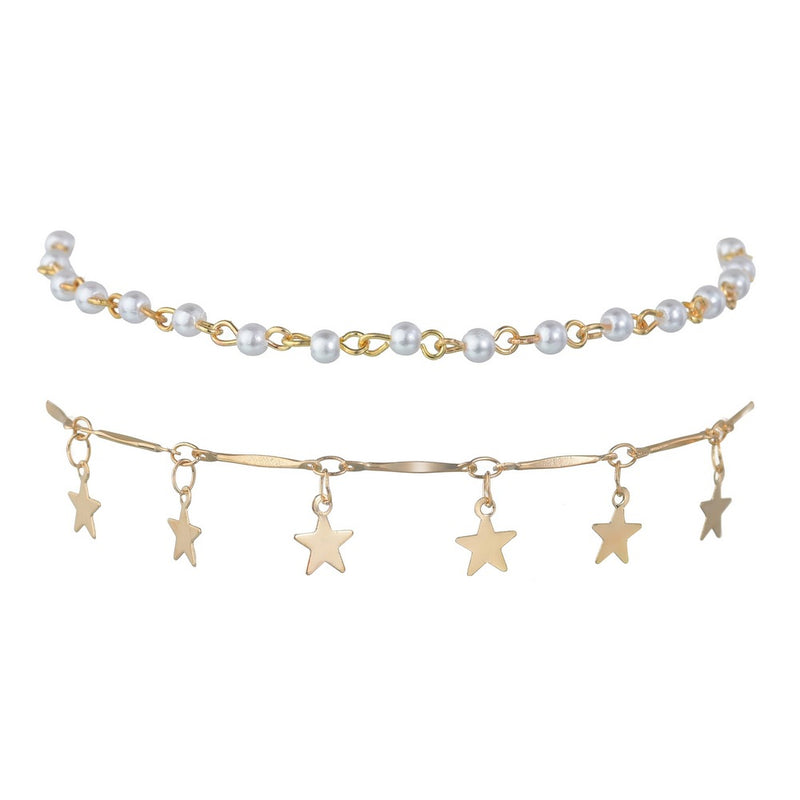 Metal five-pointed star anklet
