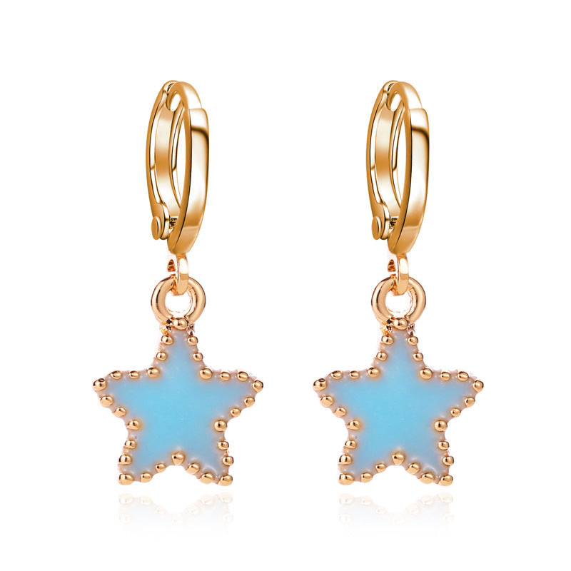 Dripping five-pointed star earrings