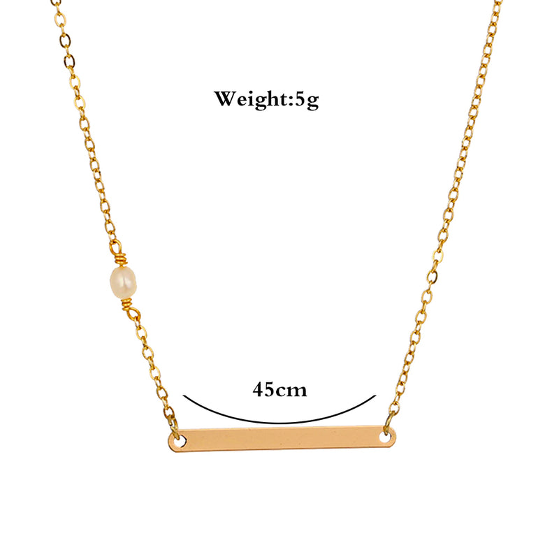 European and American simple temperament clavicle chain female freshwater pearl metal geometric pendant necklace