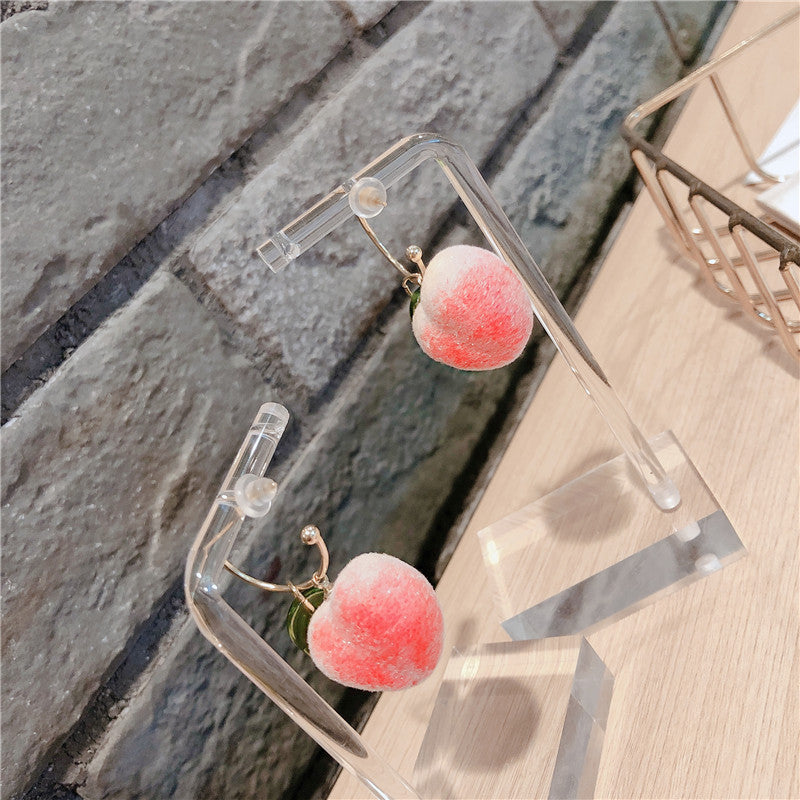 Cute Girly Earrings with Peach 925 Silver Needle
