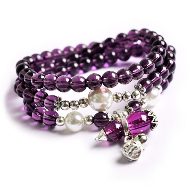 Amethyst Calabash Bell Ladies Bracelet Multilayer Crystal Beads