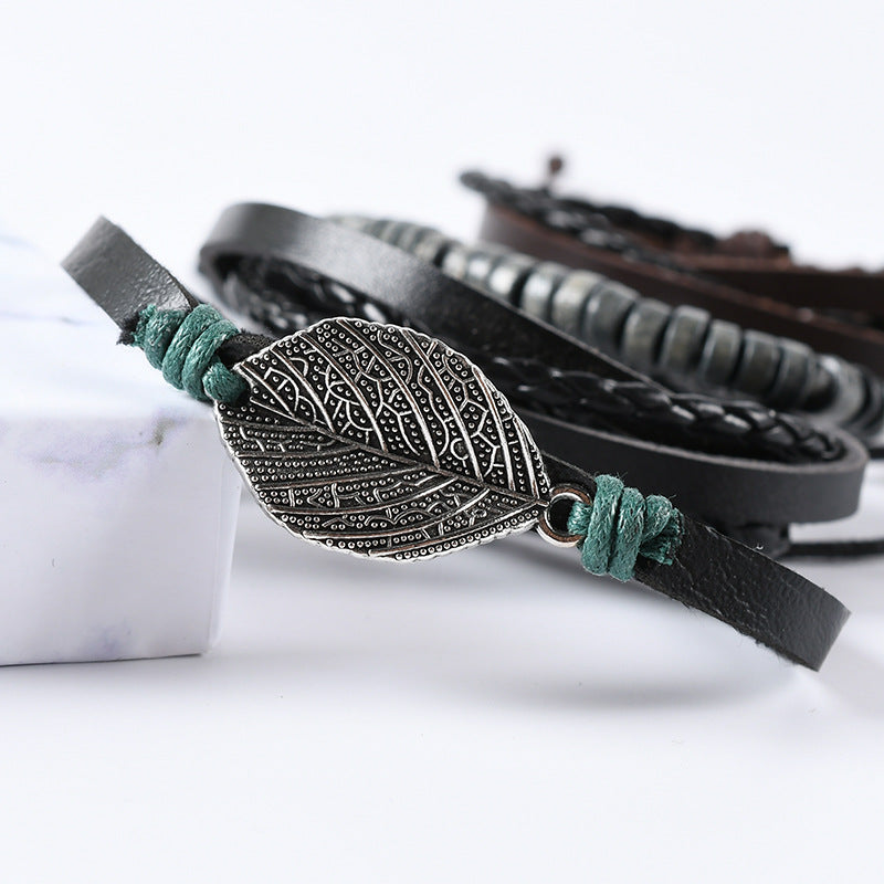 Cowhide braided bracelet