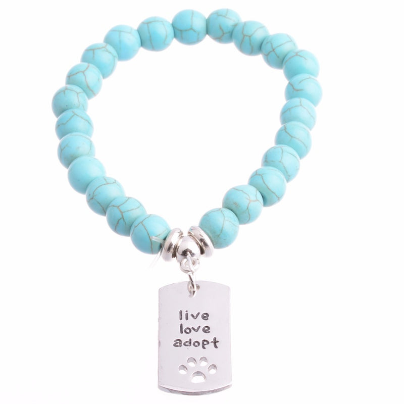 Personality Pendant Lettering Stone Beaded Bracelet String Chain