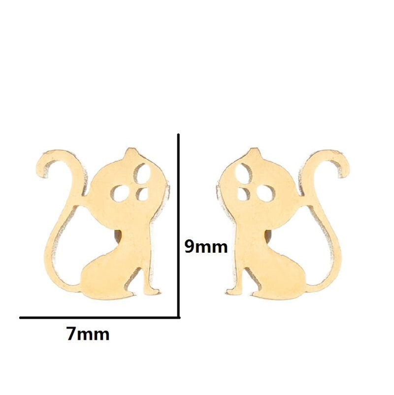 Electroplated Stainless Steel Korean Retro Swan Rabbit Earrings