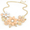 European and American fashion hollow leaves jelly color metal bauhinia flower temperament necklace