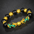 Thermochromic obsidian six-character mantra beads bracelet