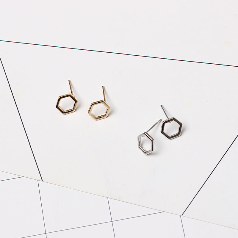 Simple Fashion Geometric Hexagon Stud Earrings