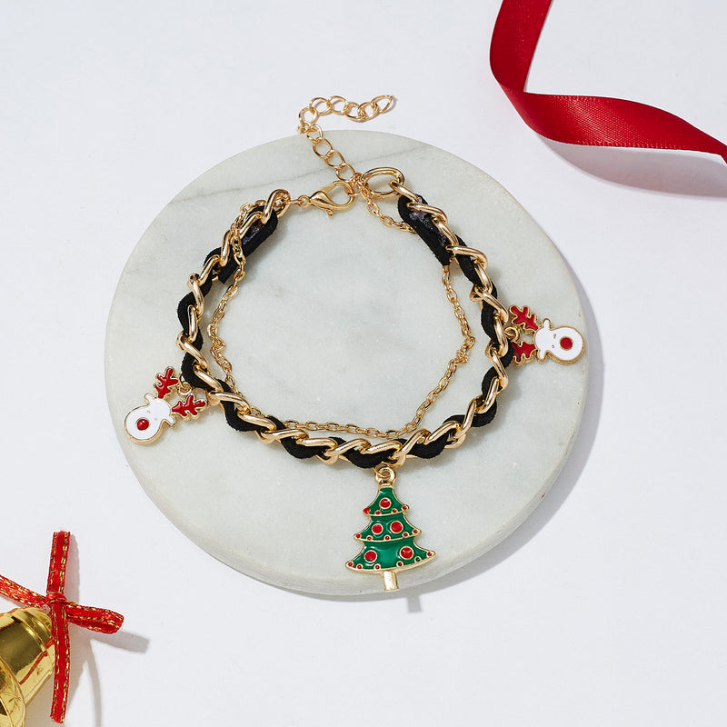 Christmas multi-layer braided bracelet