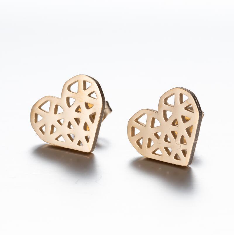 Stainless Steel Hollow Love Stud Earrings