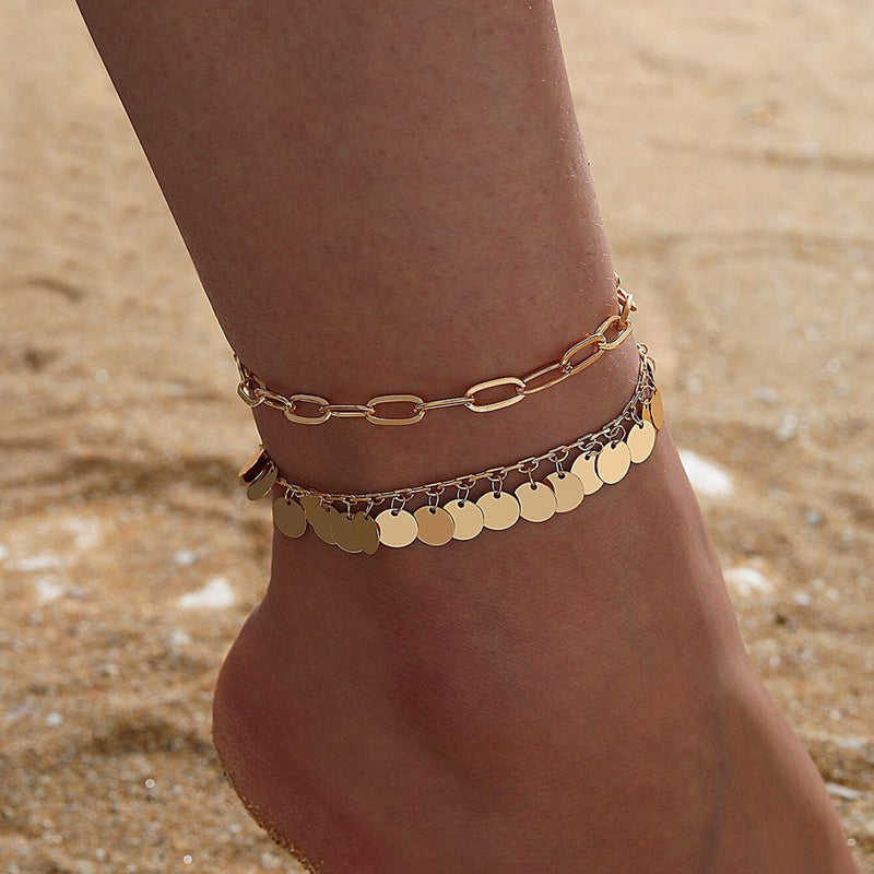 Golden beach anklet
