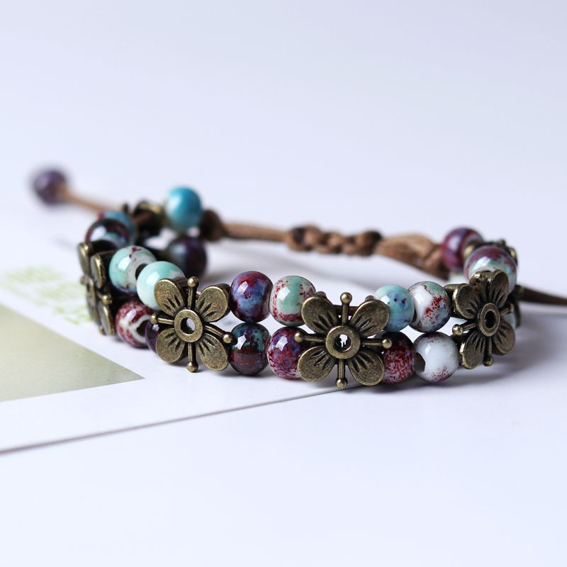 Four-leaf clover hand-woven bead chain