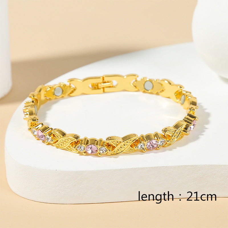 Ladies' Interlocking Gold And Diamond Magnet Bracelet