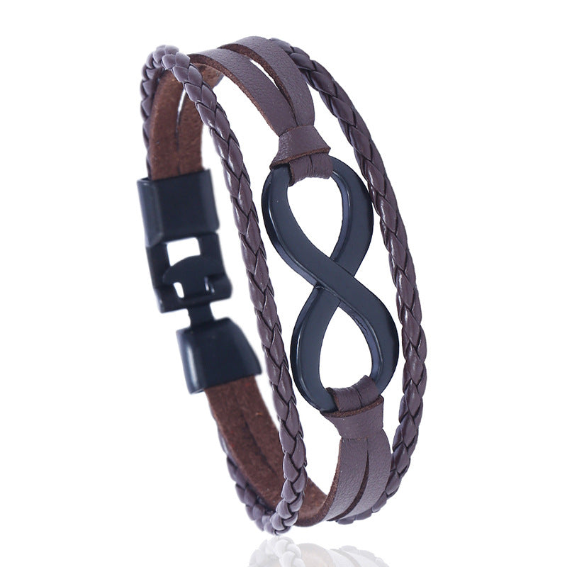 Woven men's leather bracelet