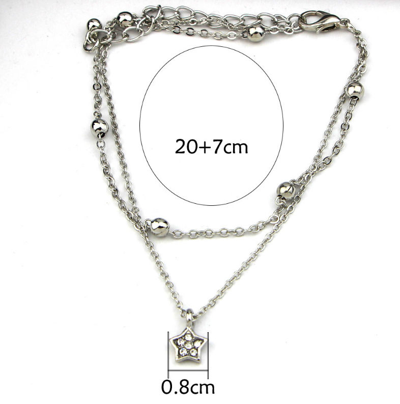 Cute heart love double layer anklet