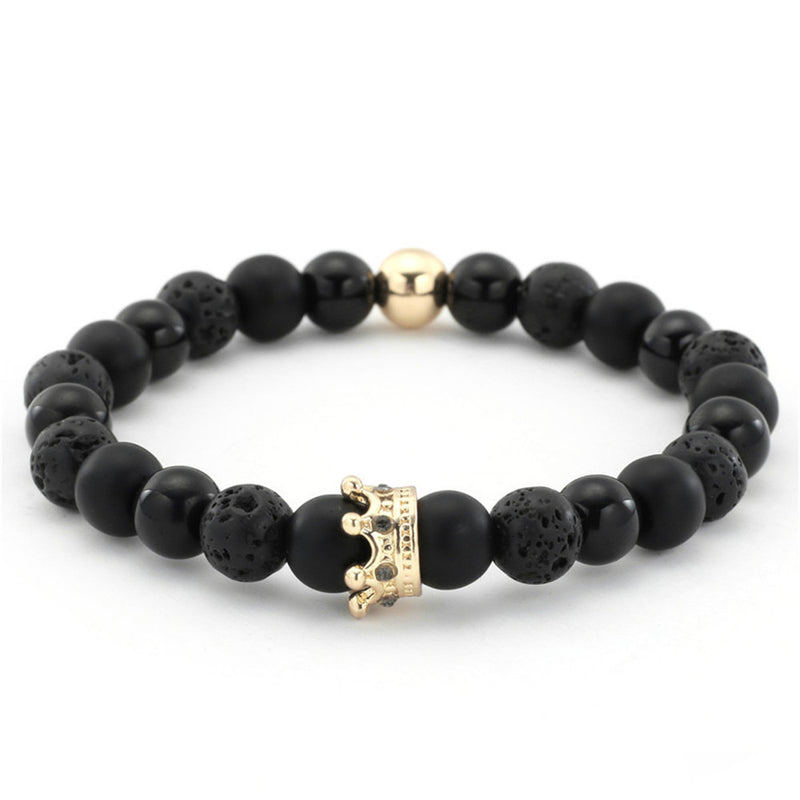 Black frosted lava stone bracelet