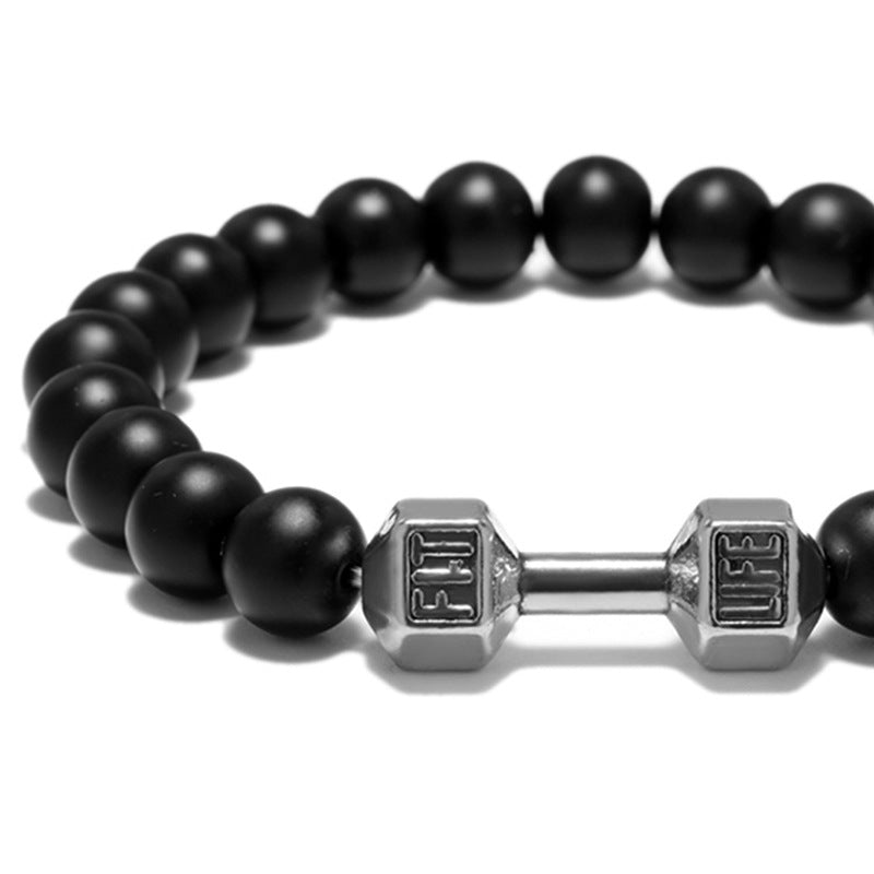 Fitness-inspired Metal Dumbbell Beads Bracelet
