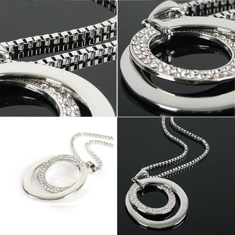 Alloy double loop sweater chain necklace