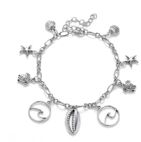 Conch, Starfish, & Pearl Beach Pendant Anklet