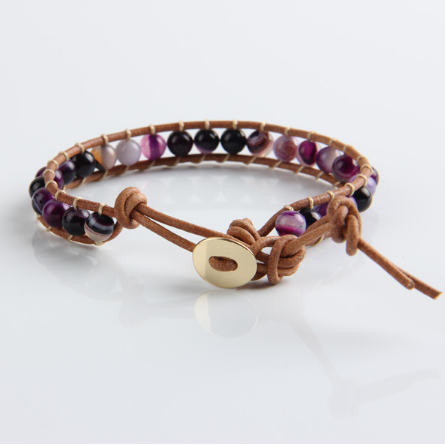 Purple striped agate bracelet