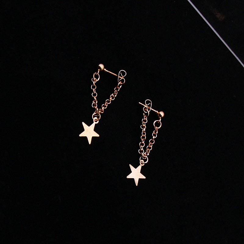 Front and rear star ear hanging stars tassel earrings