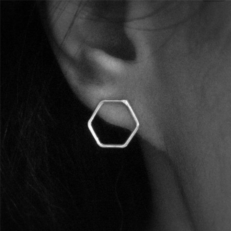 Simple Fashion Geometric Hexagon Stud Earrings