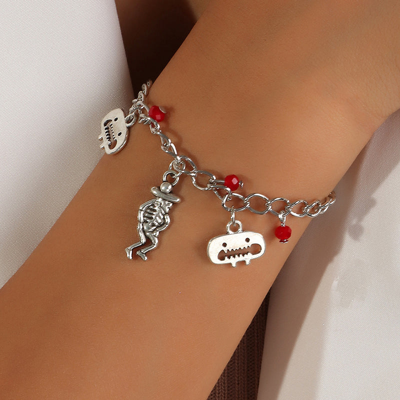 Hip Hop Punk Style Rice Bead Skull Bracelet