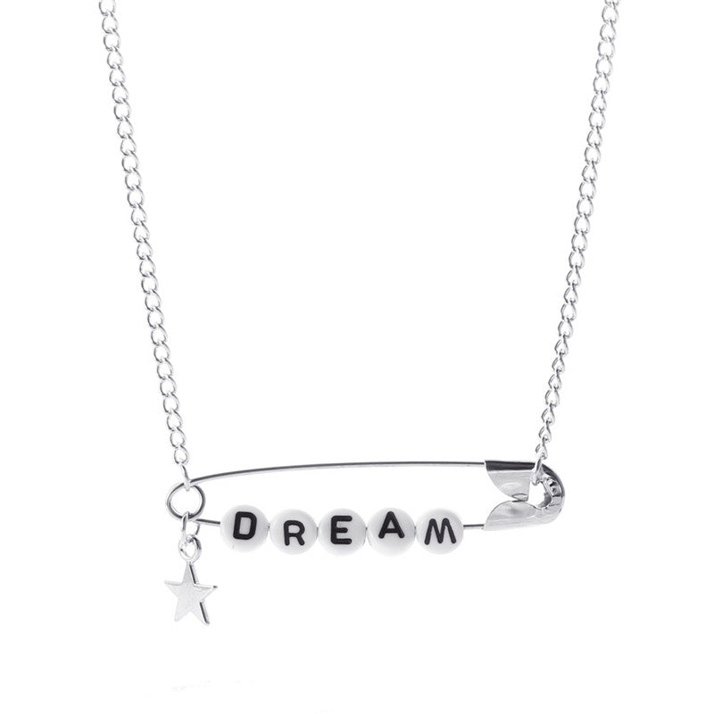 Fashion Bead Dream Paperclip Necklace Cold Wind Tassel Necklace