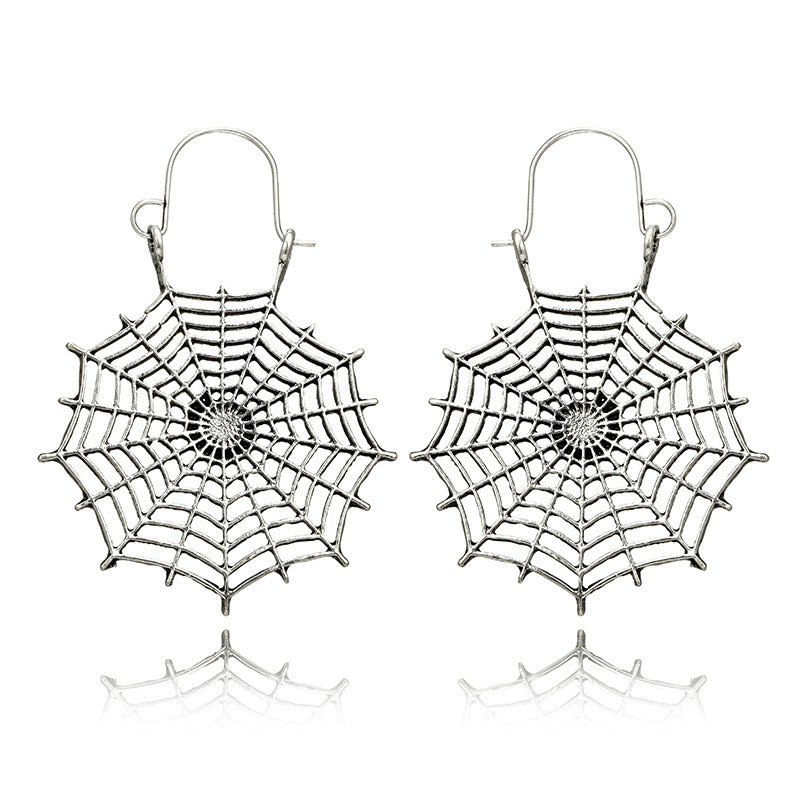 Hollow spider web earrings