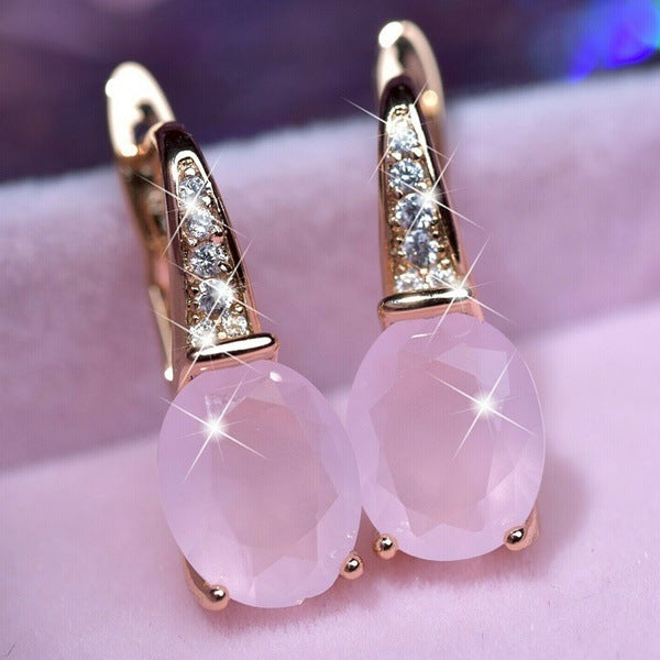 Natural Gemstone Female Teardrop Earrings