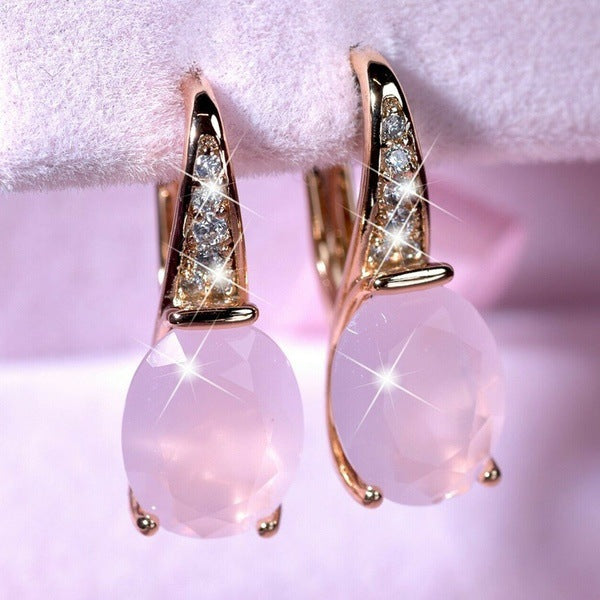 Natural Gemstone Female Teardrop Earrings