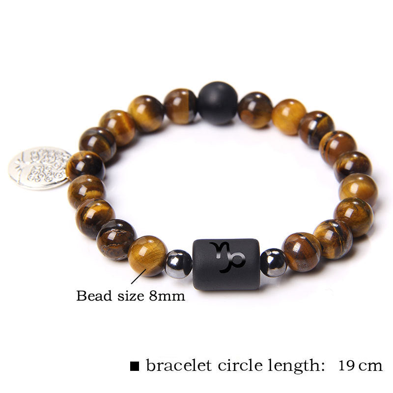 Twelve Constellation Tree of Life Black Gallstone Bracelet