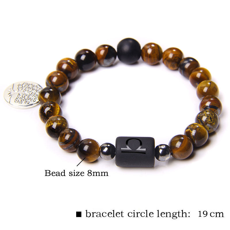 Twelve Constellation Tree of Life Black Gallstone Bracelet