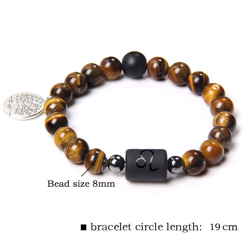 Twelve Constellation Tree of Life Black Gallstone Bracelet