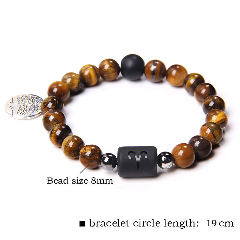 Twelve Constellation Tree of Life Black Gallstone Bracelet