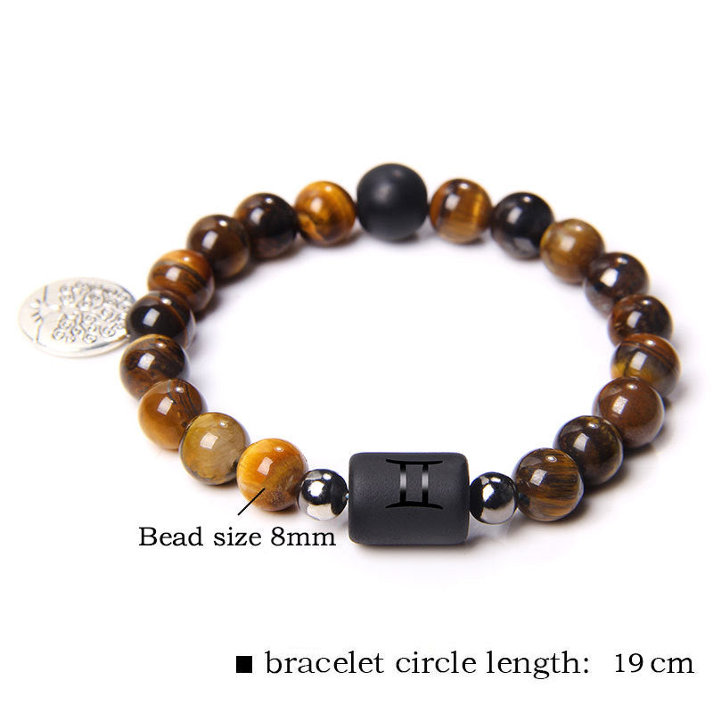 Twelve Constellation Tree of Life Black Gallstone Bracelet