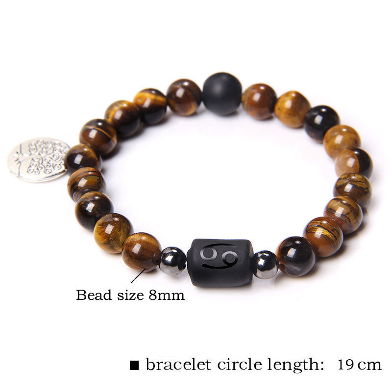 Twelve Constellation Tree of Life Black Gallstone Bracelet