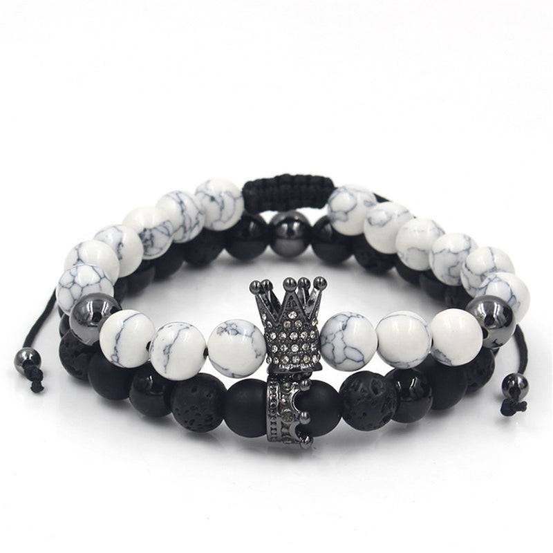 Braided High Crown White Diamond Mixed Wear Small Crown Set Bracelet Bracelet