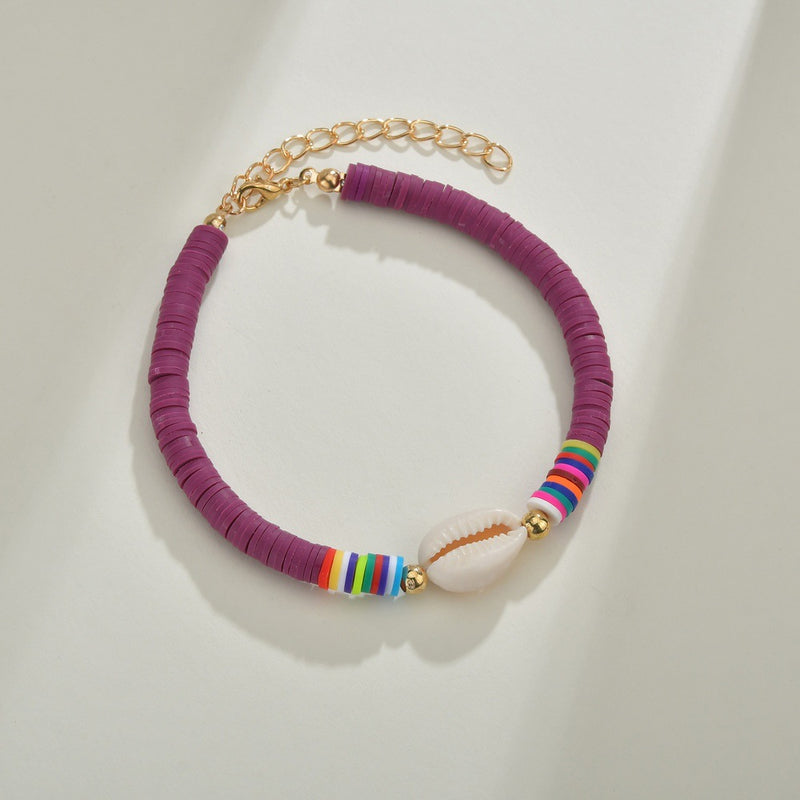 Colorful Soft Clay Bracelet Female Hand String Elastic Rope Shell Anklet