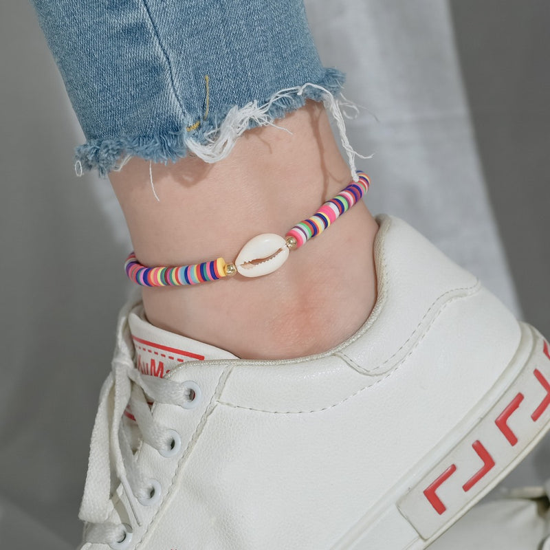 Colorful Soft Clay Bracelet Female Hand String Elastic Rope Shell Anklet