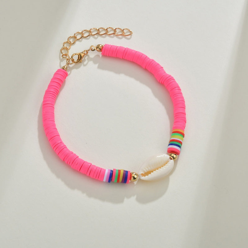 Colorful Soft Clay Bracelet Female Hand String Elastic Rope Shell Anklet