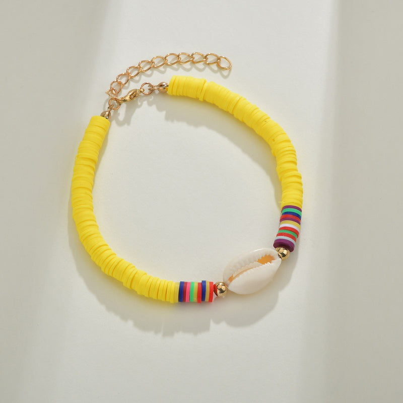 Colorful Soft Clay Bracelet Female Hand String Elastic Rope Shell Anklet