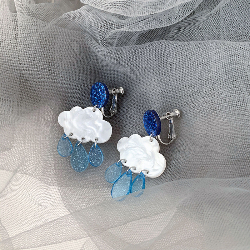 Cloud Raindrop Acrylic Earrings Korean Temperament