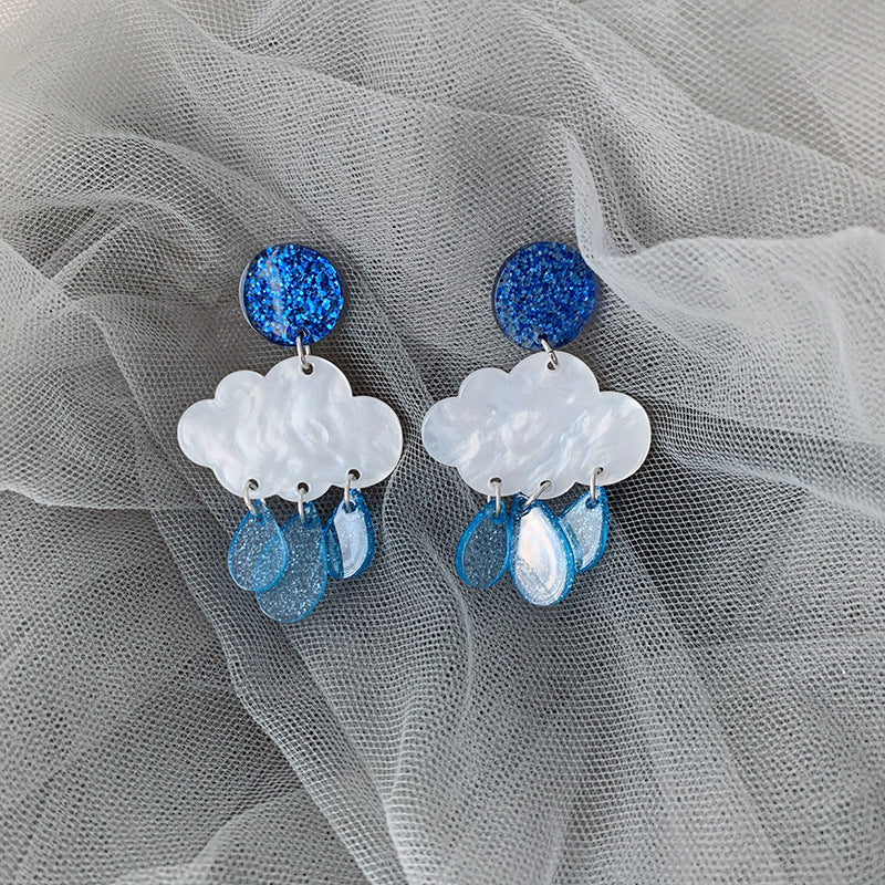 Cloud Raindrop Acrylic Earrings Korean Temperament