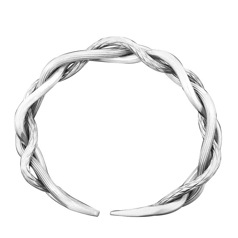 Retro Three-strand Twist Elegant Adjustable Sterling Silver Bracelet