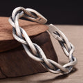 Retro Three-strand Twist Elegant Adjustable Sterling Silver Bracelet