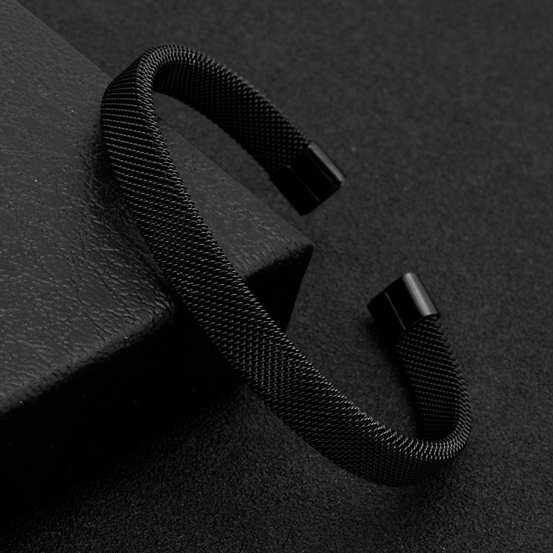 Men's C-shaped Mesh Elastic Stainless Steel Bracelet